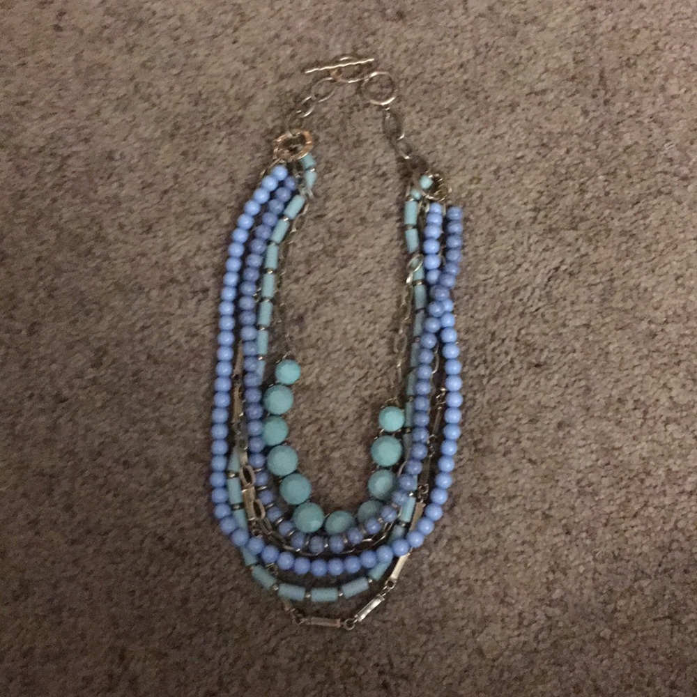 Teal and blue layered necklace
